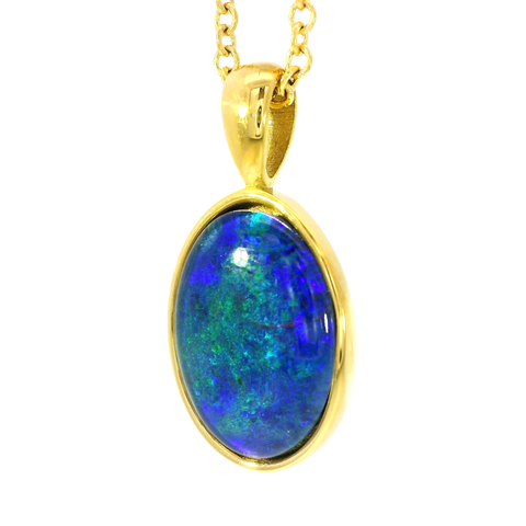 Triplet Opal Pendant in Gold Plated Stainless Steel