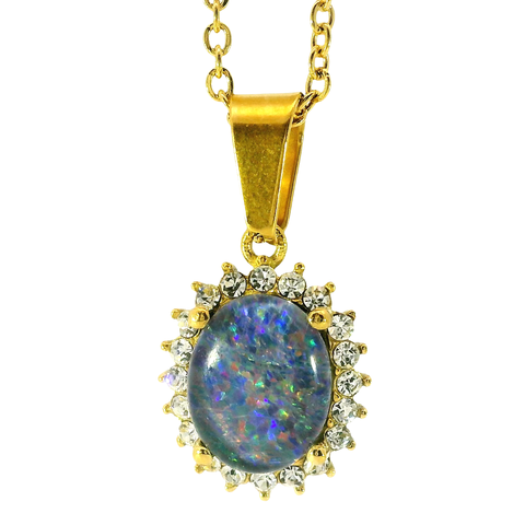 Triplet Opal Pendant set in Stainless Steel Gold Plated
