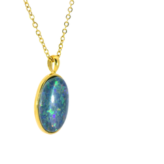 Triplet Opal Pendant set in Stainless Steel Gold Plated