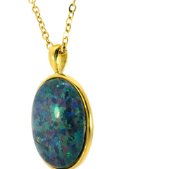 Triplet Opal Pendant set in Stainless Steel Gold Plated