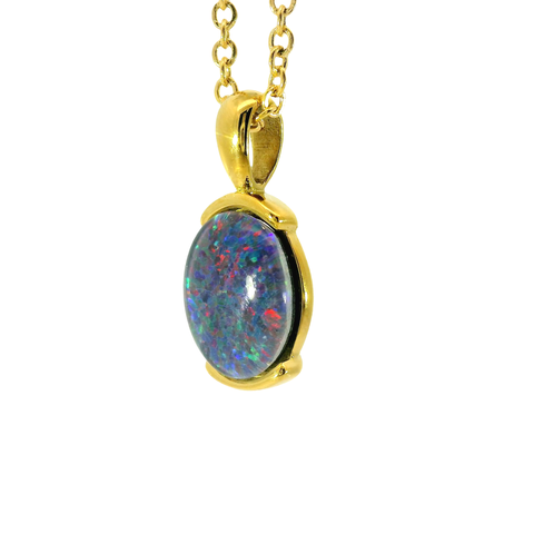 Triplet Opal Pendant set in Stainless Steel Gold Plated