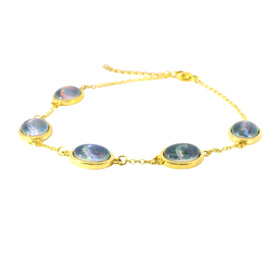 Triplet Opal Bracelet set in Stainless Steel Gold Plated