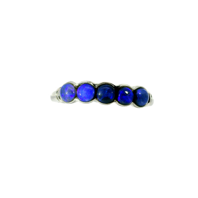 Black Opal Ring in 925 Sterling Silver - Green-Blue