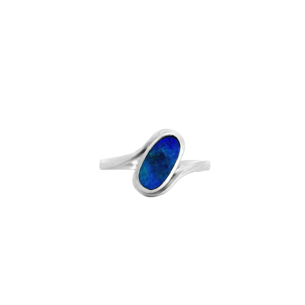 Australian Opal Doublet Ring set in Sterling Silver