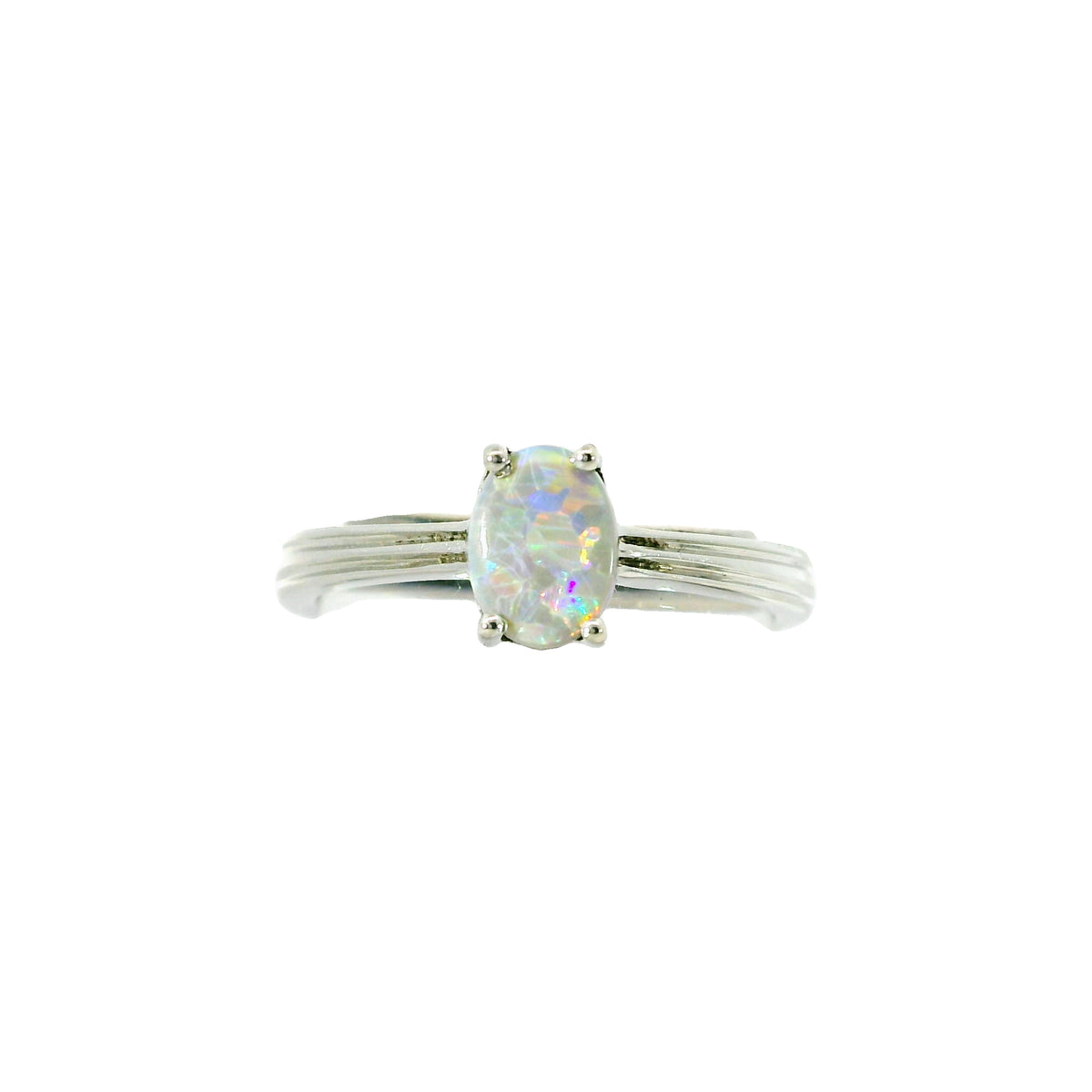 Black Opal Ring in 925 Sterling Silver - Multicolour