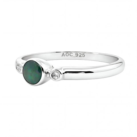 Australian Boulder Opal Ring set in 925 Sterling Silver - Australian Opal Cutters and Pearl Divers