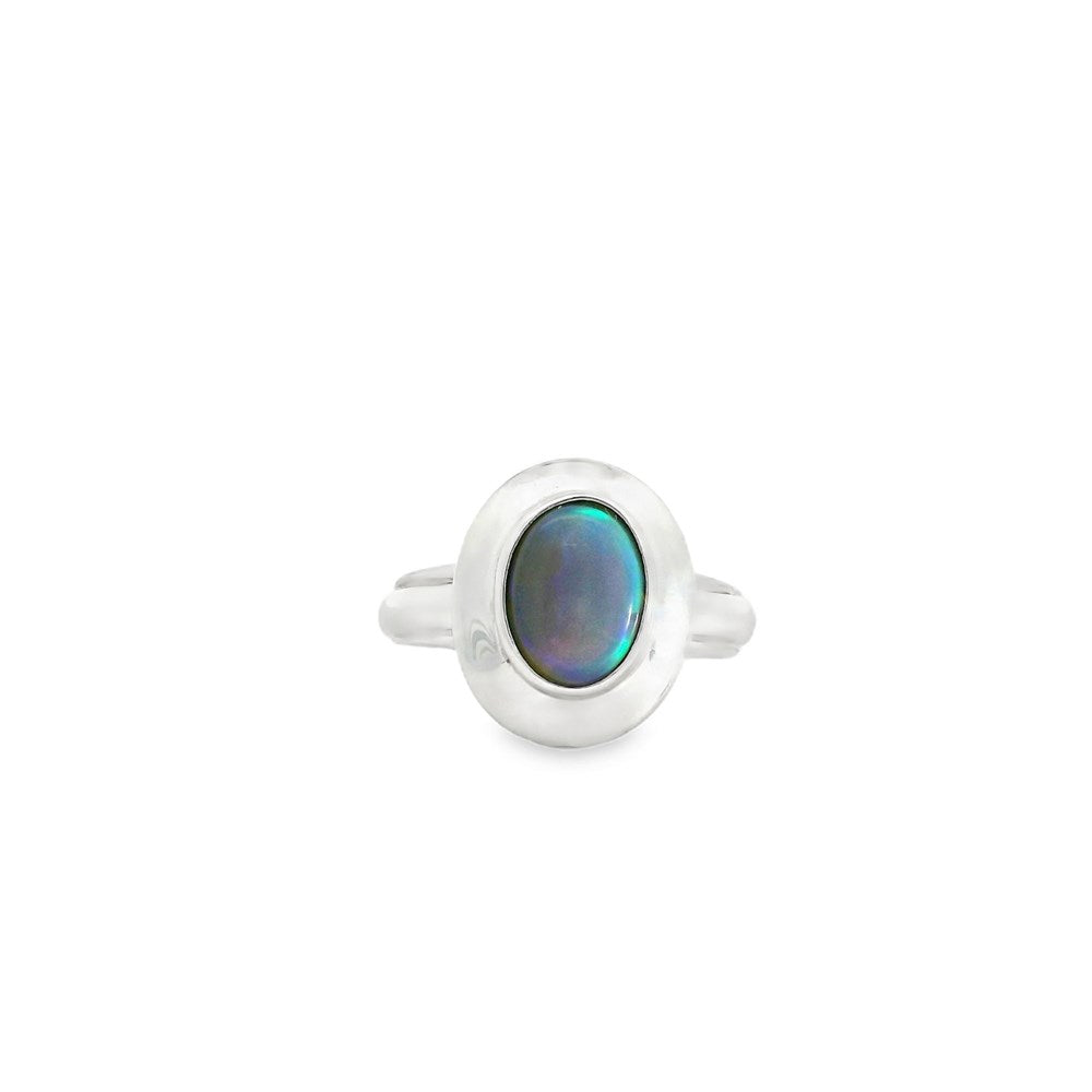 Australian Opal Black Ring Set in Sterling Silver