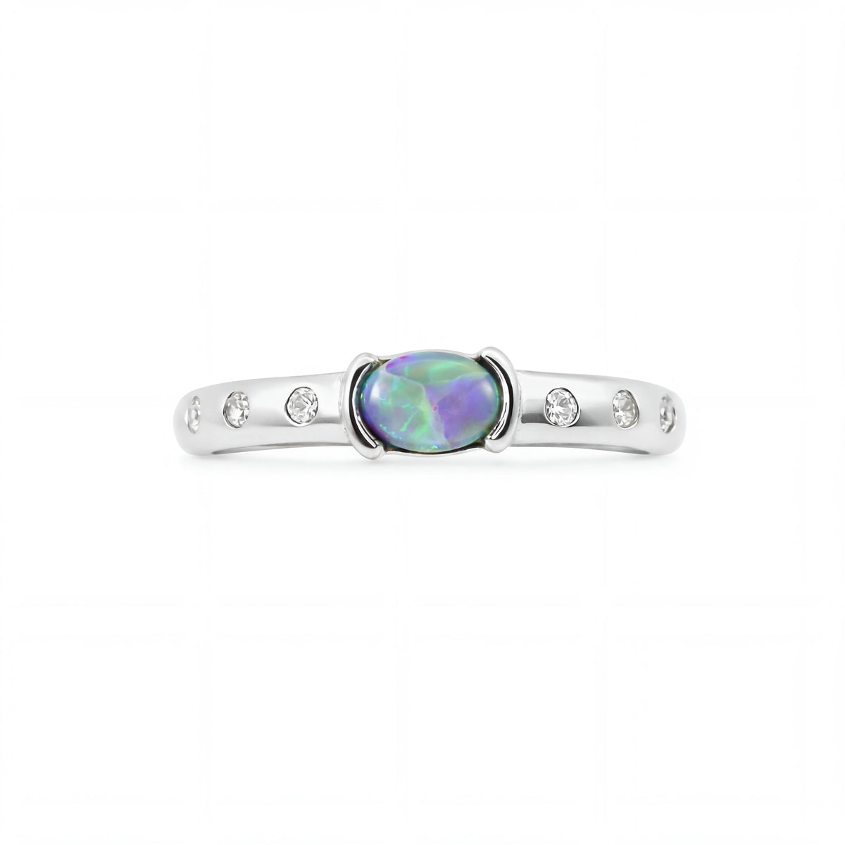 Dark Opal Ring In 925 Sterling Silver - Green and Blue