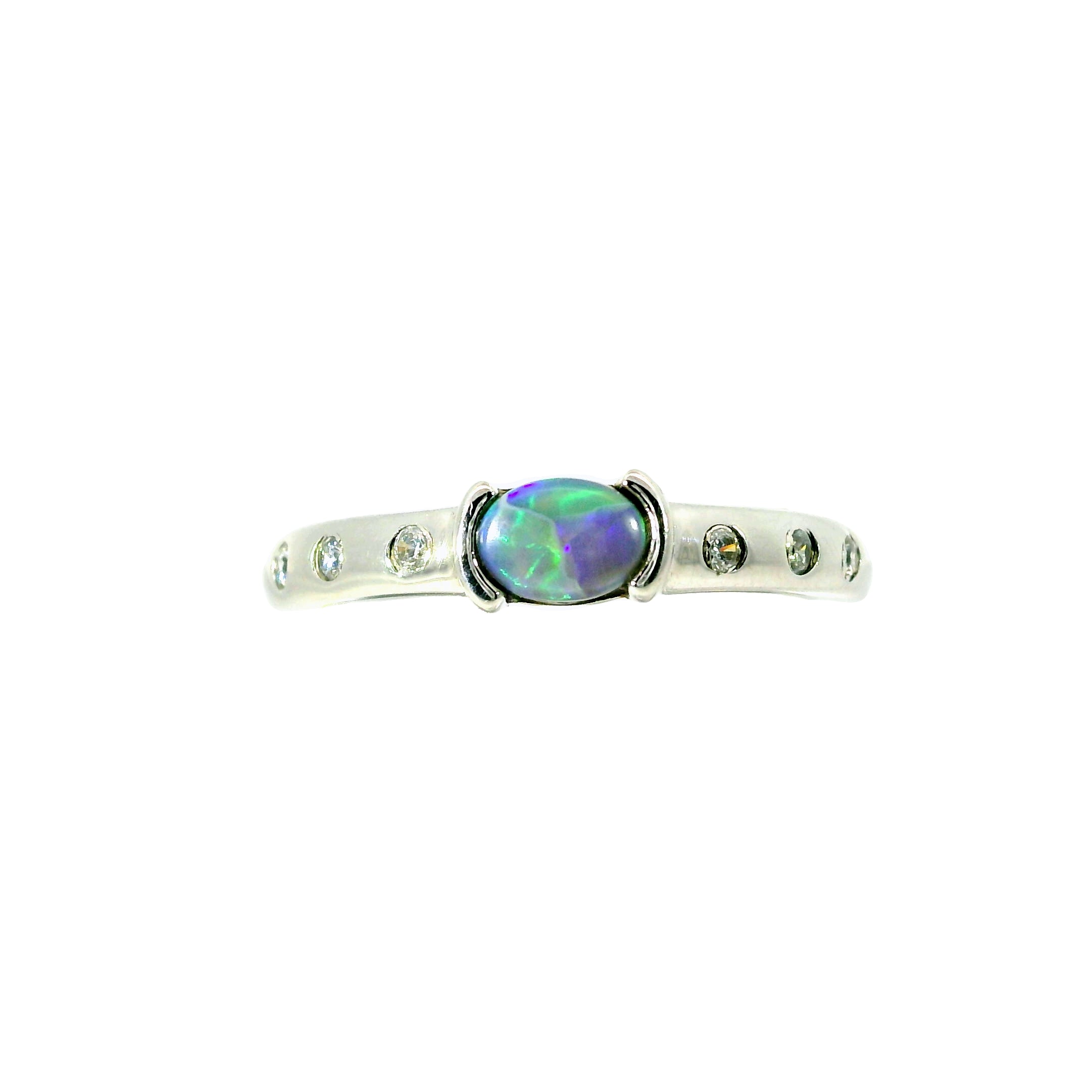 Black Opal Ring in 925 Sterling Silver - Green-Blue