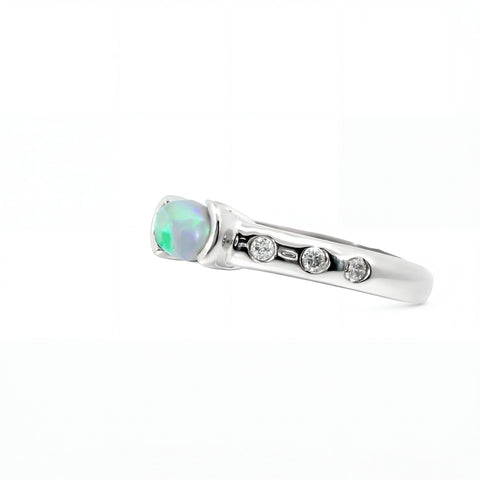 Dark Opal Ring In 925 Sterling Silver - Green and Blue