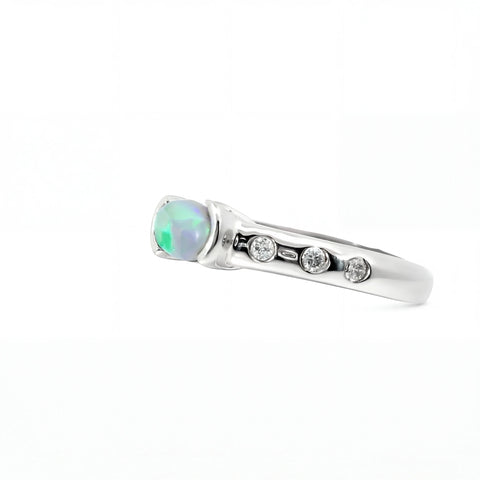 Dark Opal Ring In 925 Sterling Silver - Green and Blue - Australian Opal Cutters and Pearl Divers