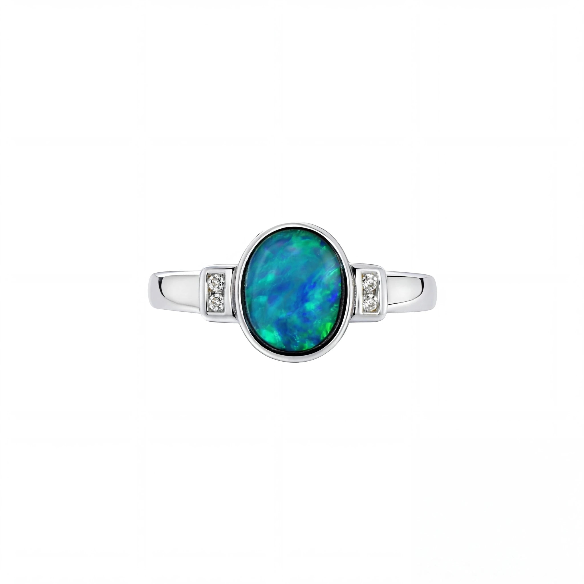 Doublet Opal Ring in 925 Sterling Silver - Multicolour - Australian Opal Cutters and Pearl Divers