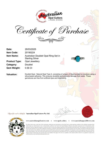 Doublet Opal Ring in 925 Sterling Silver - Multicolour