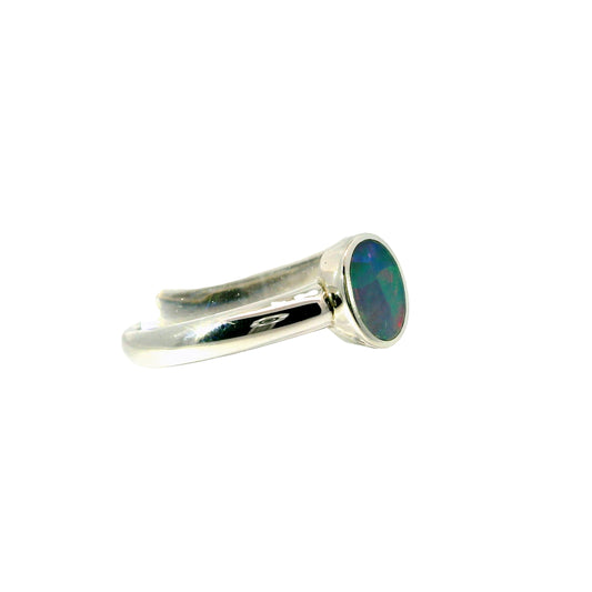 Doublet Opal Ring in 925 Sterling Silver - Multicolour