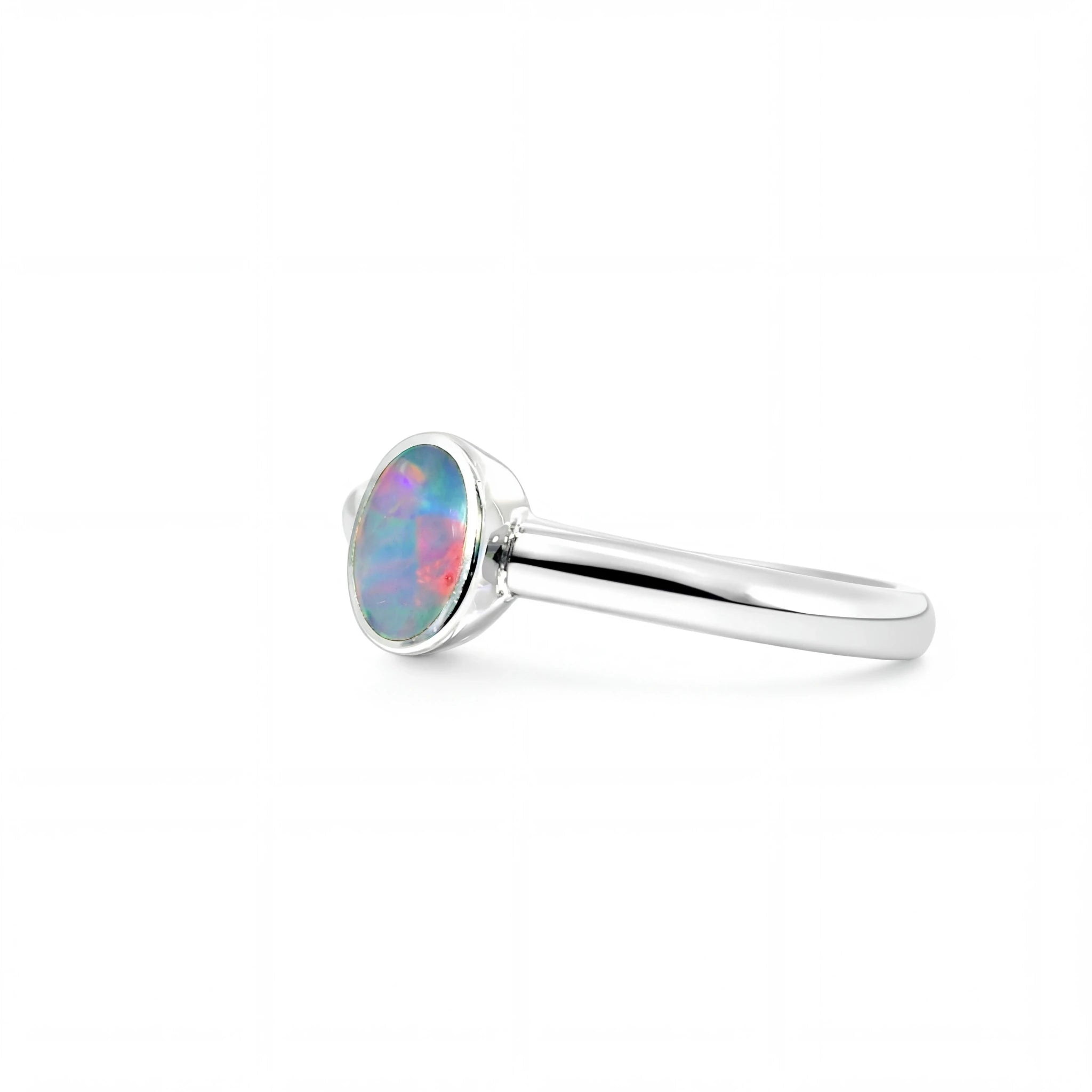Doublet Opal Ring in 925 Sterling Silver - Multicolour - Australian Opal Cutters and Pearl Divers