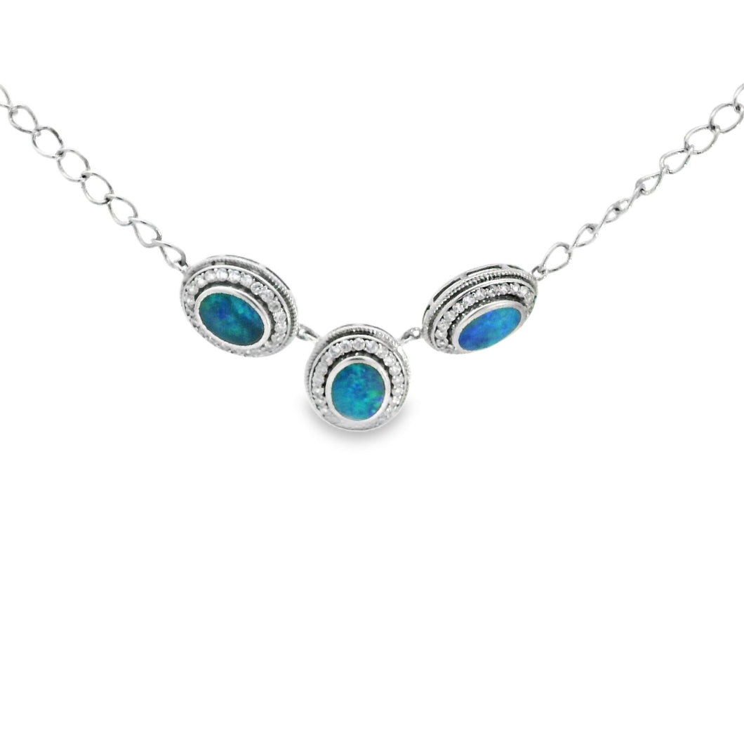 Australian Opal Doublet Necklace set in Sterling Silver