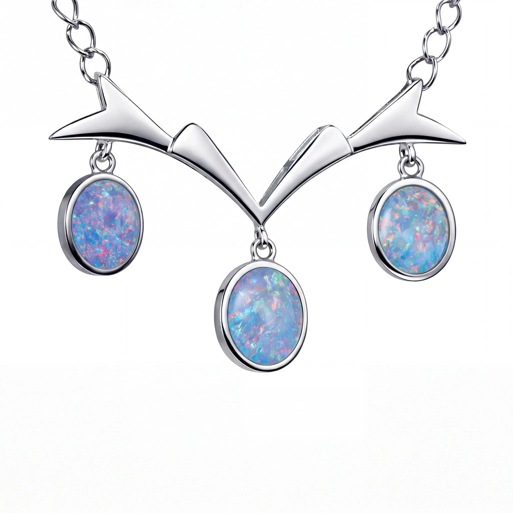 Doublet Opal Necklace in 925 Sterling Silver - Multicolour - Australian Opal Cutters and Pearl Divers