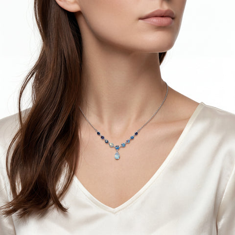 Doublet Opal Necklace in 925 Sterling Silver - Multicolour