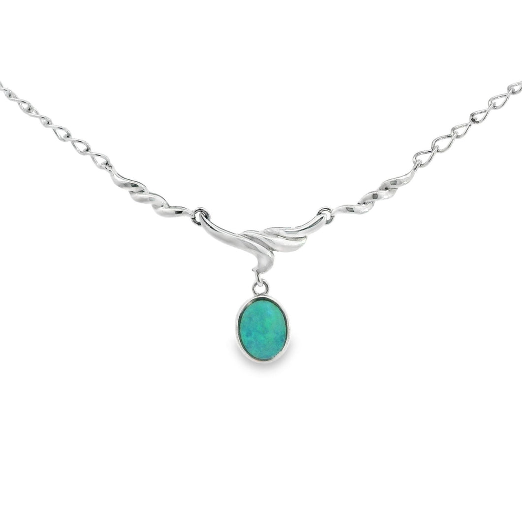 Australian Opal Doublet Necklace set in Sterling Silver