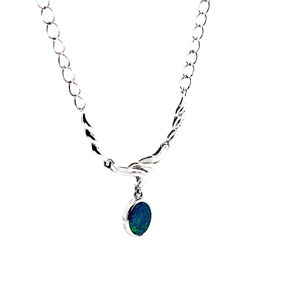 Australian Opal Doublet Necklace set in Sterling Silver