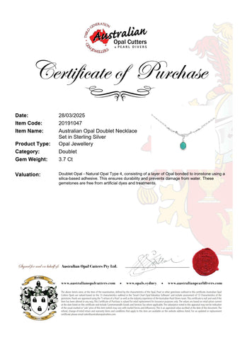 Doublet Opal Necklace in 925 Sterling Silver - Green-Blue