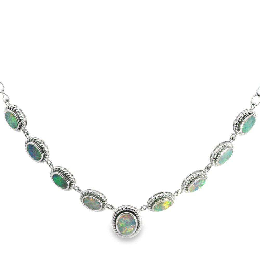 Australian Opal Doublet Necklace set in Sterling Silver