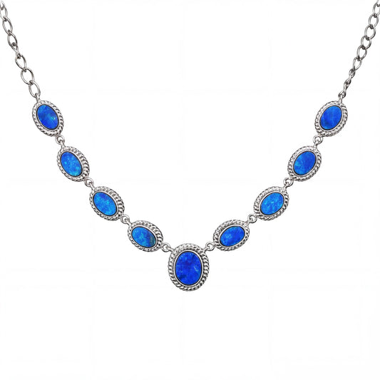 Doublet Opal Necklace in 925 Sterling Silver - Green-Blue - Australian Opal Cutters and Pearl Divers