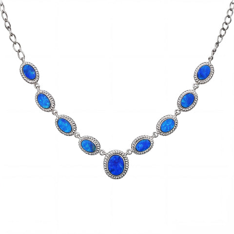 Doublet Opal Necklace in 925 Sterling Silver - Green-Blue - Australian Opal Cutters and Pearl Divers