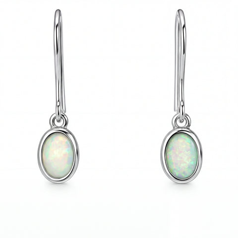 Light Opal Earrings In 925 Sterling Silver - Green-Blue
