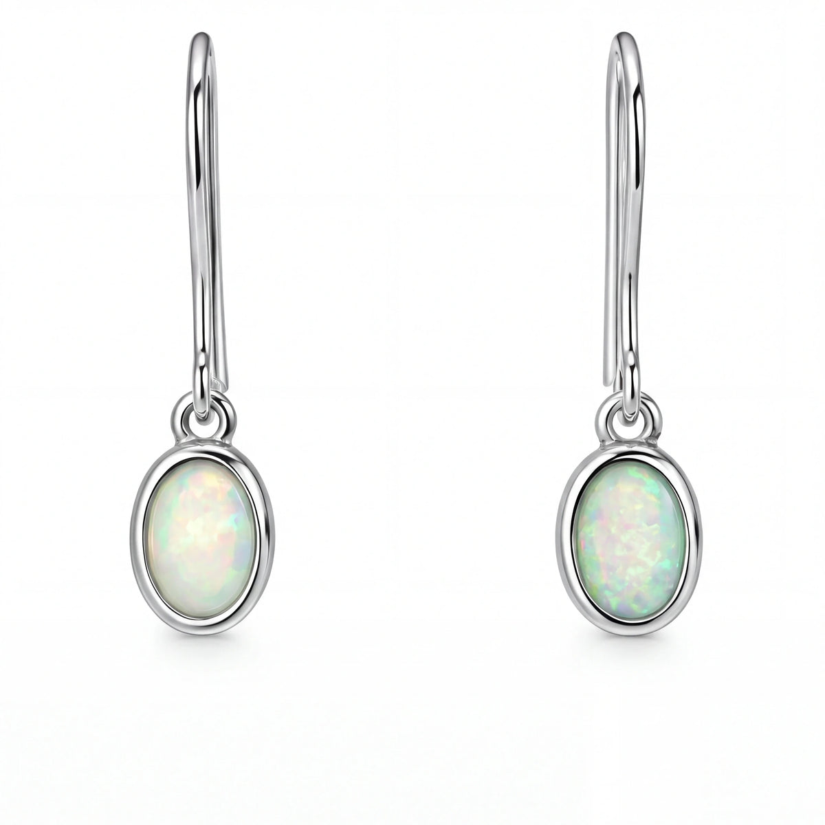 Light Opal Earrings In 925 Sterling Silver - Green-Blue - Australian Opal Cutters and Pearl Divers
