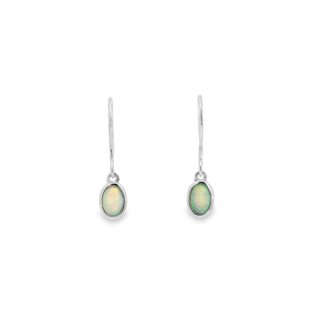 Australian Opal Light Earrings Set in Sterling Silver