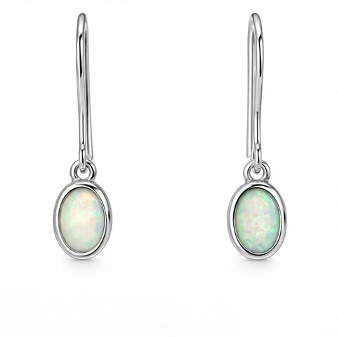 Light Opal Earrings In 925 Sterling Silver - Green-Blue - Australian Opal Cutters and Pearl Divers