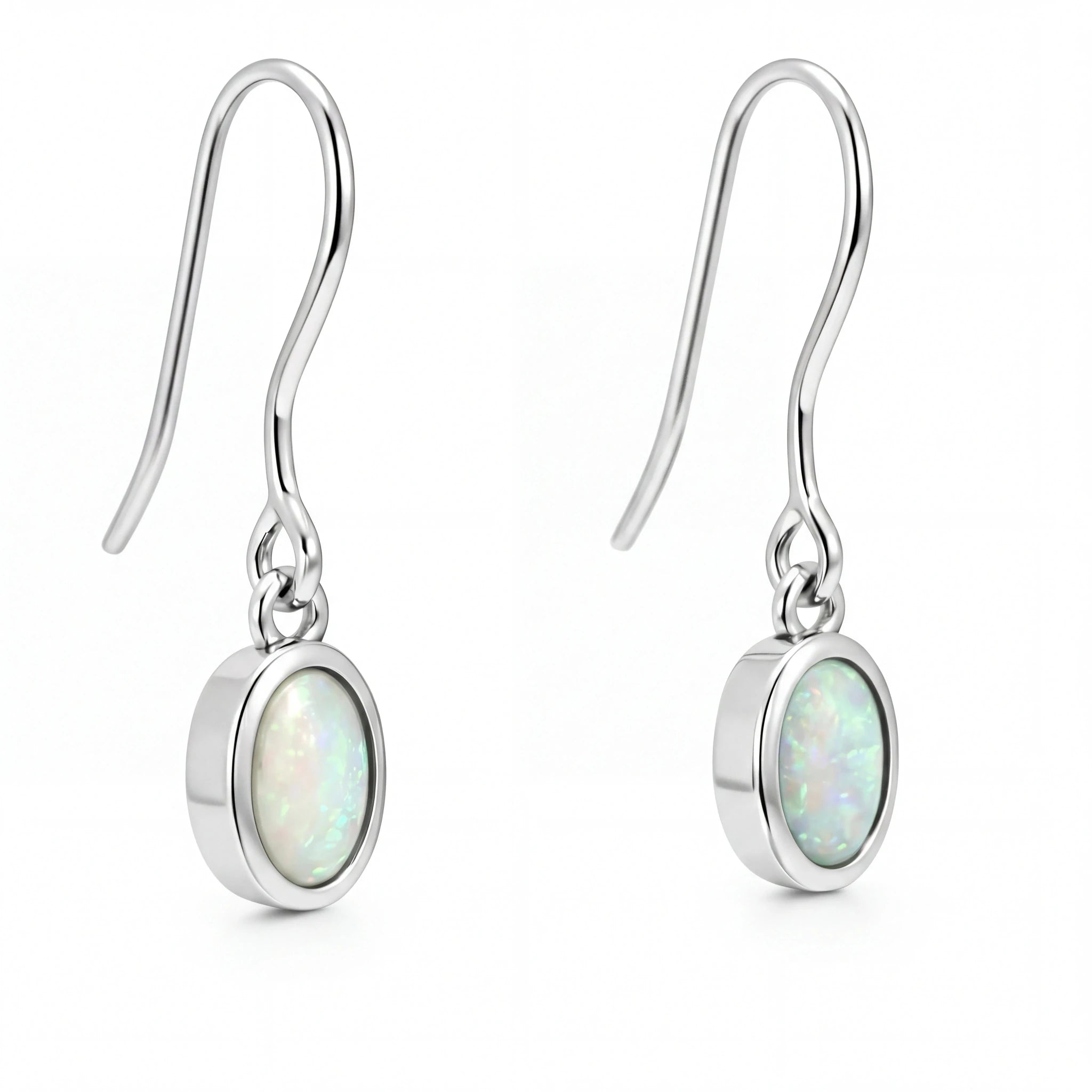 Light Opal Earrings In 925 Sterling Silver - Green-Blue - Australian Opal Cutters and Pearl Divers