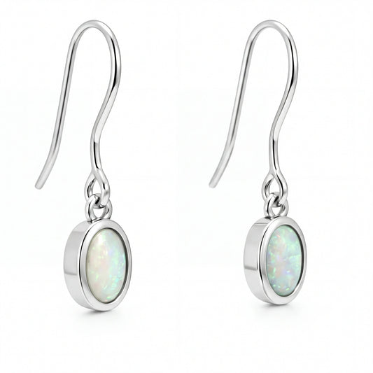 Light Opal Earrings In 925 Sterling Silver - Green-Blue - Australian Opal Cutters and Pearl Divers