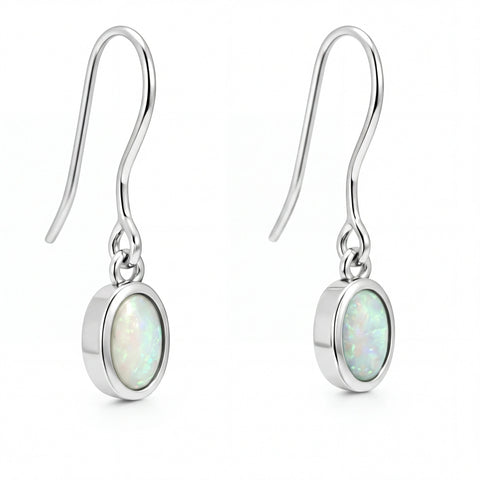 Light Opal Earrings In 925 Sterling Silver - Green-Blue - Australian Opal Cutters and Pearl Divers