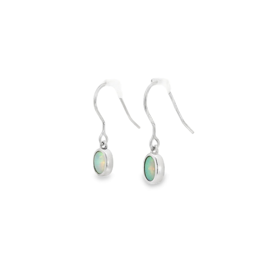 Australian Opal Light Earrings Set in Sterling Silver