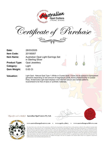 Light Opal Earrings in 925 Sterling Silver - Green-Blue