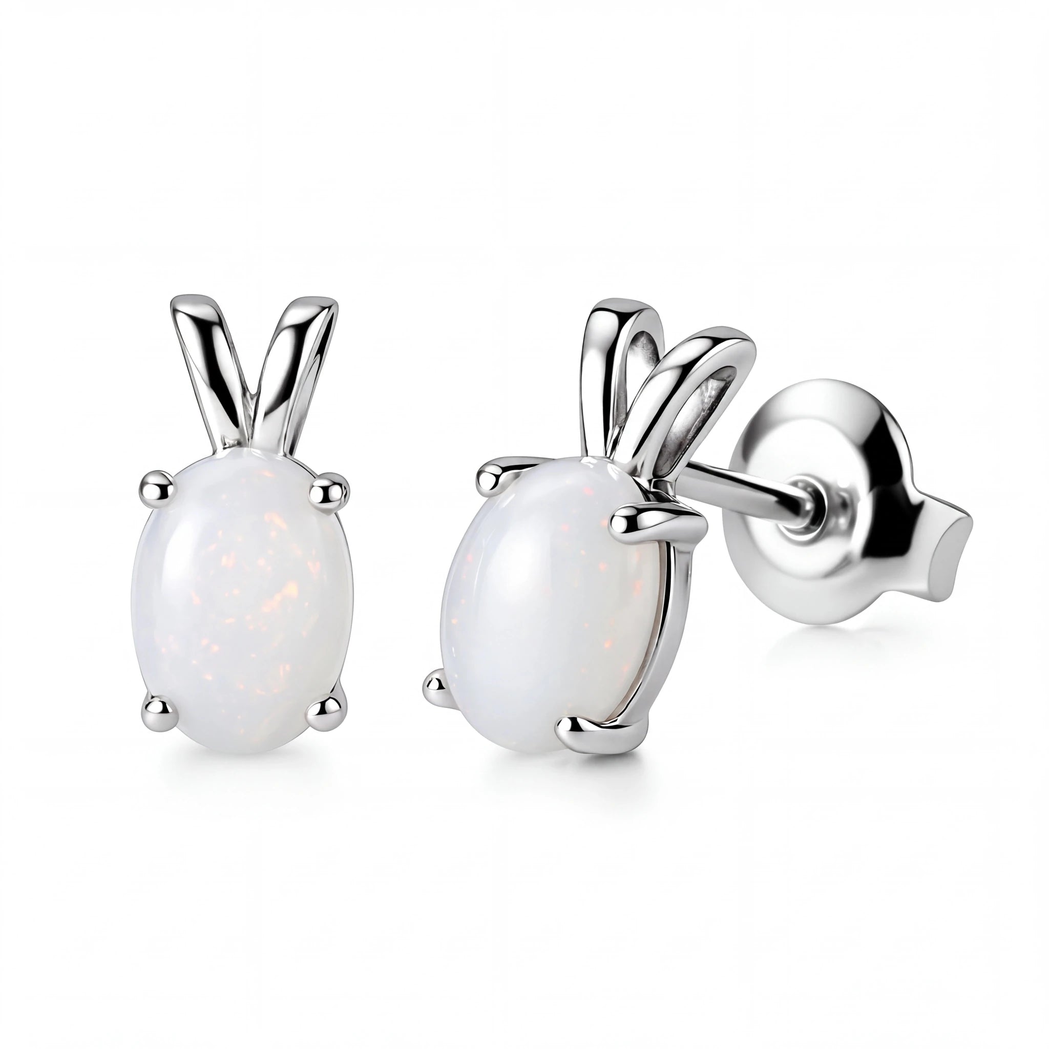 Light Opal Earrings In 925 Sterling Silver - Multicolour - Australian Opal Cutters and Pearl Divers