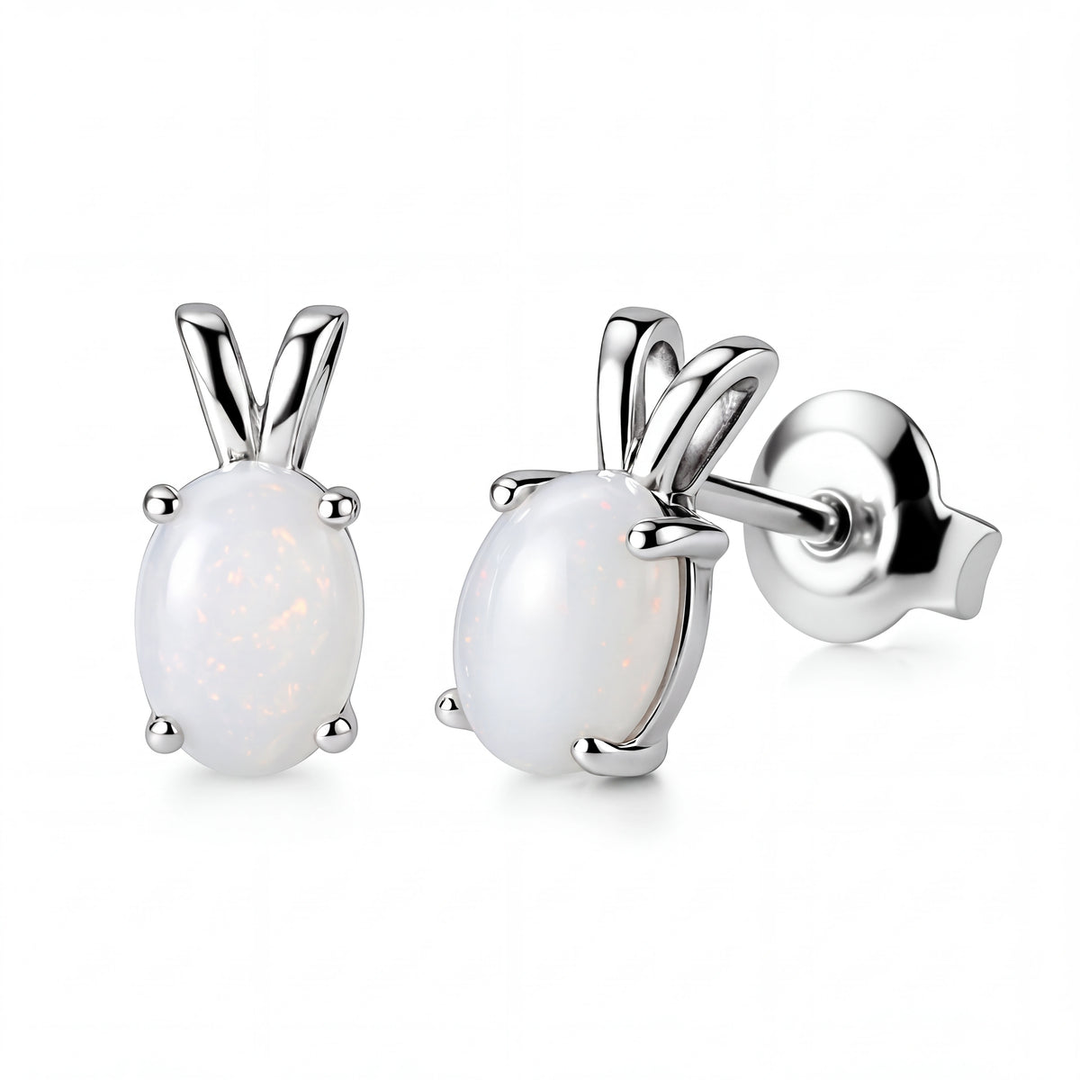 Light Opal Earrings In 925 Sterling Silver - Multicolour