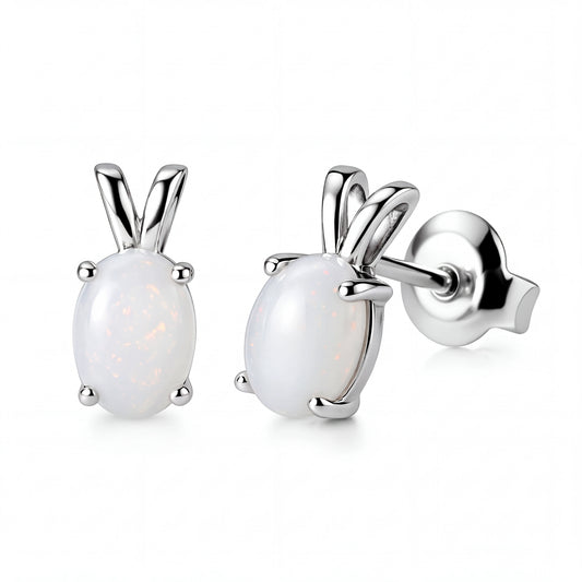 Light Opal Earrings In 925 Sterling Silver - Multicolour