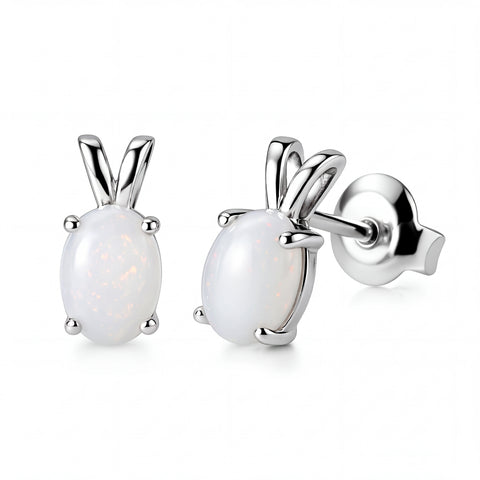 Light Opal Earrings In 925 Sterling Silver - Multicolour