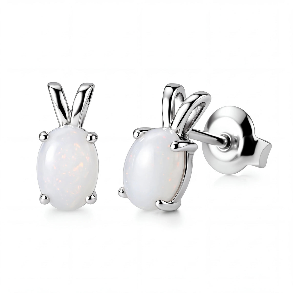 Light Opal Earrings In 925 Sterling Silver - Multicolour - Australian Opal Cutters and Pearl Divers