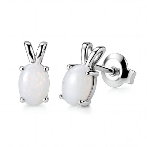 Light Opal Earrings In 925 Sterling Silver - Multicolour - Australian Opal Cutters and Pearl Divers