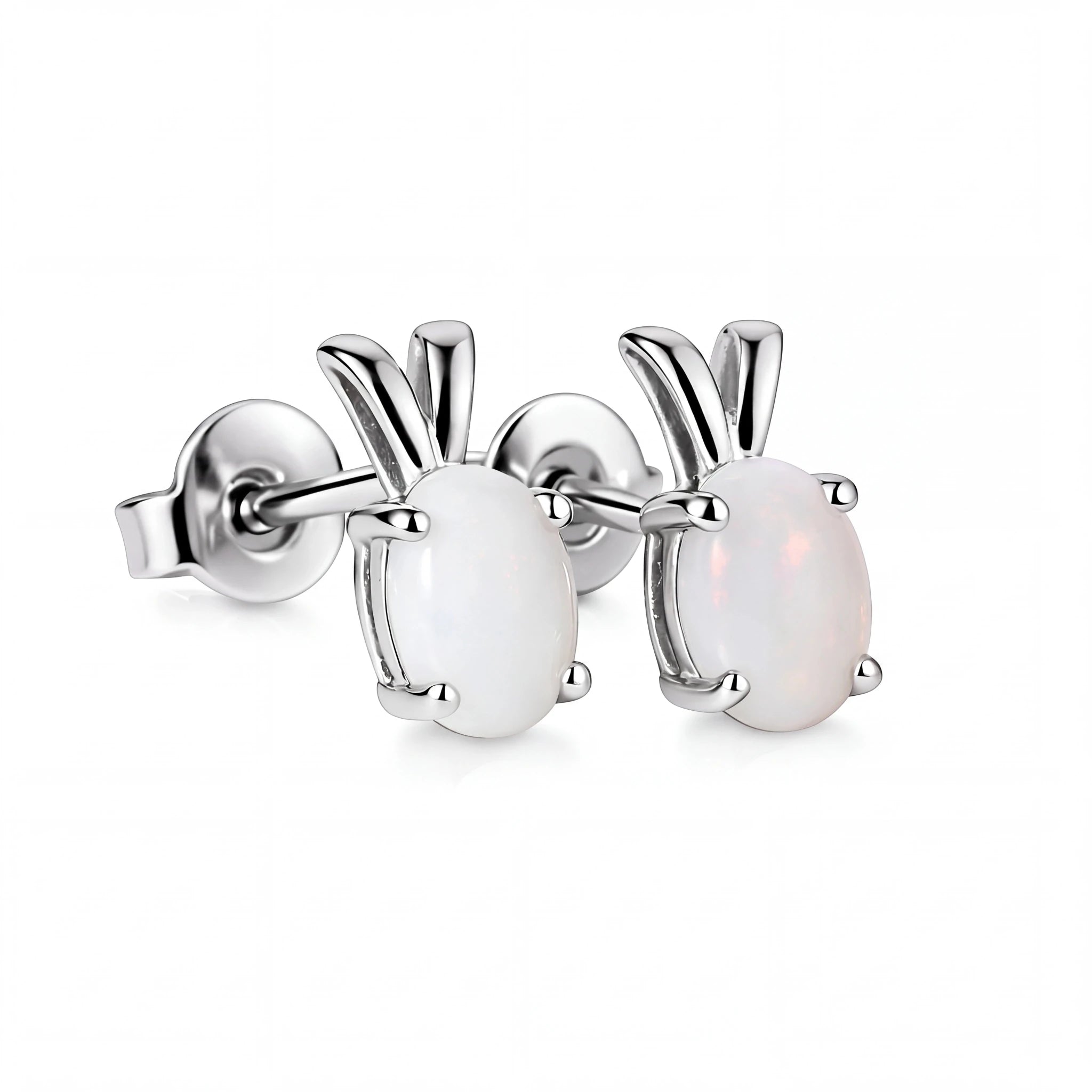 Light Opal Earrings In 925 Sterling Silver - Multicolour - Australian Opal Cutters and Pearl Divers