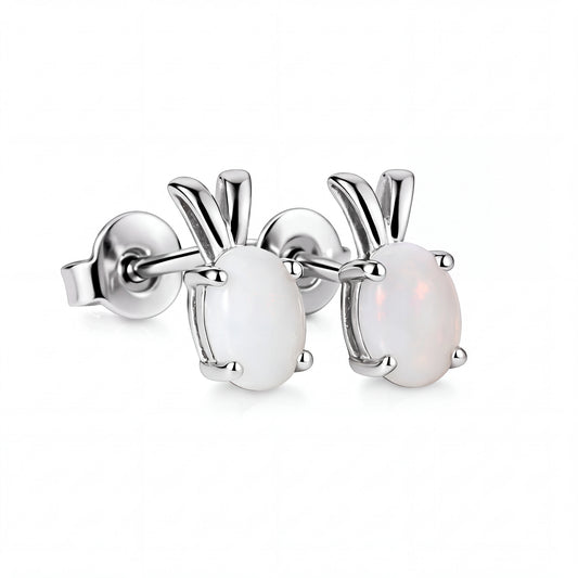 Light Opal Earrings In 925 Sterling Silver - Multicolour