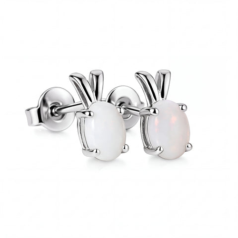 Light Opal Earrings In 925 Sterling Silver - Multicolour