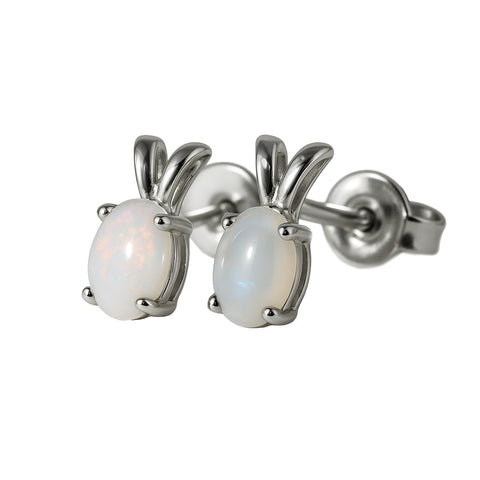 Light Opal Earrings in 925 Sterling Silver - Multicolour