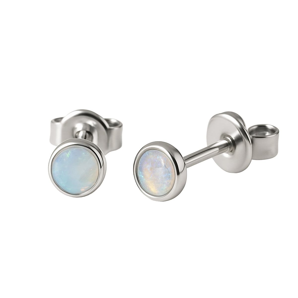 Light Opal Earrings In 925 Sterling Silver - Multicolour