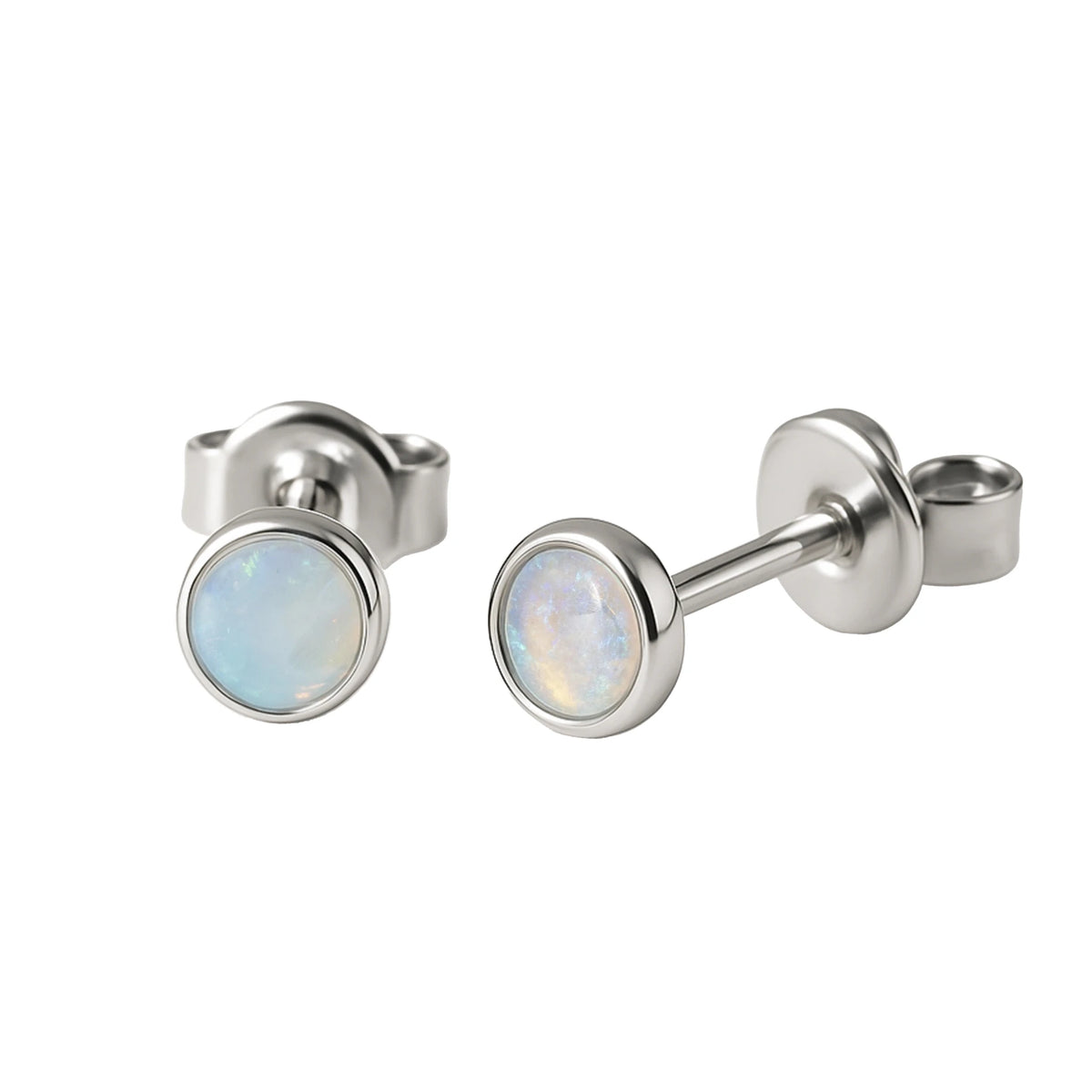 Light Opal Earrings In 925 Sterling Silver - Multicolour - Australian Opal Cutters and Pearl Divers