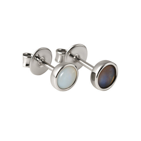 Light Opal Earrings in 925 Sterling Silver - Multicolour